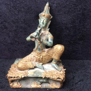 Vintage Verdigris Bronze Figur Thai Gott