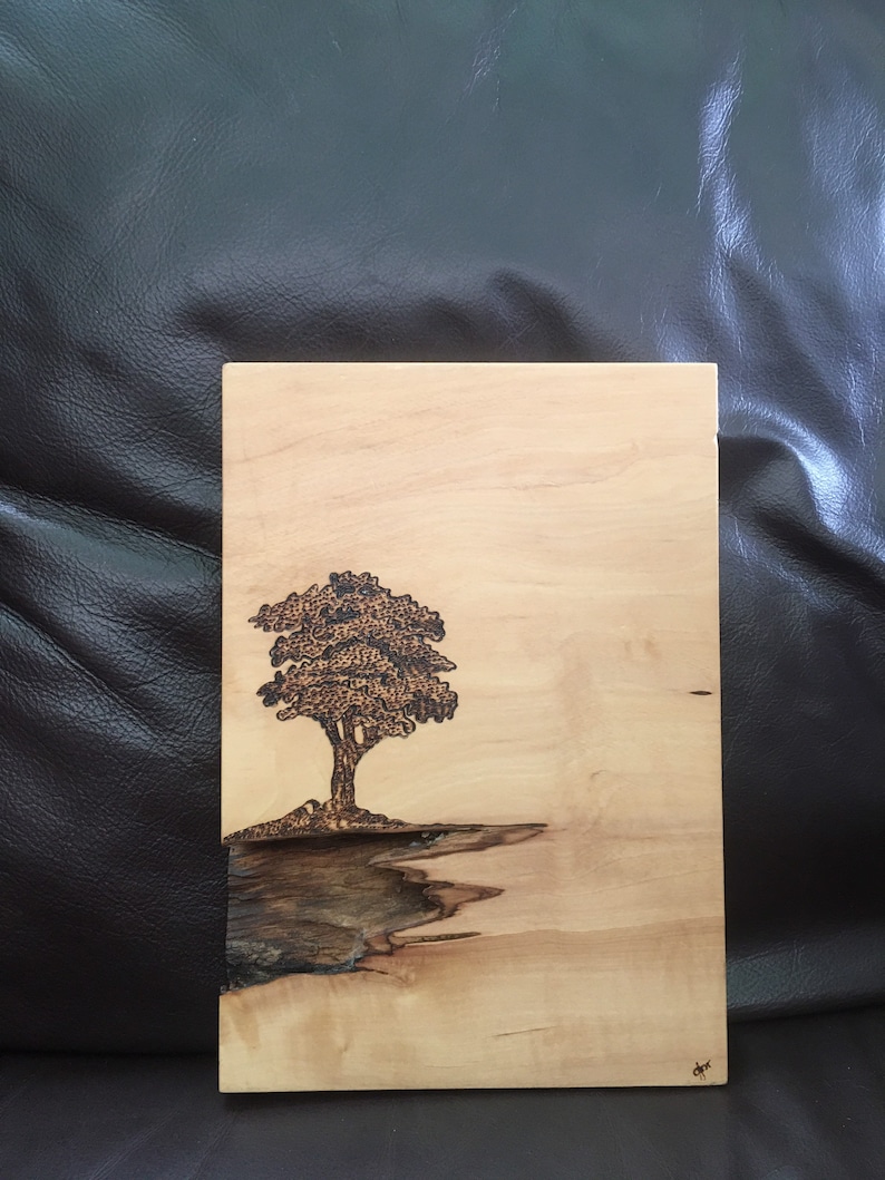 A Poker Work Wooden Wall Hanging Depicting a Tree - Etsy
