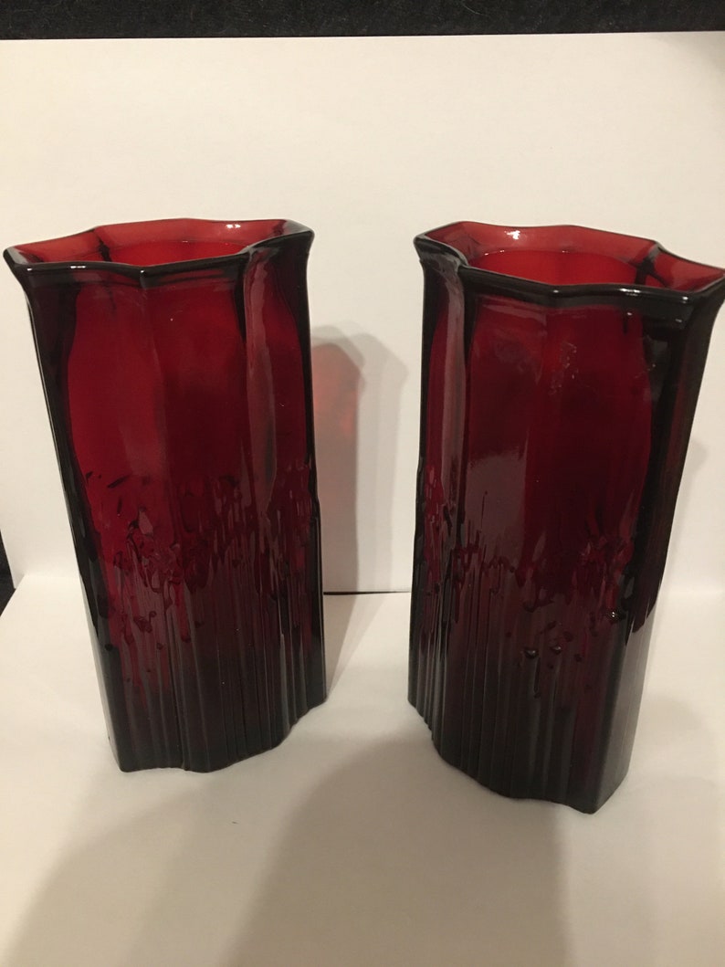 Vintage Avon Cranberry Red Glass Vase Etsy