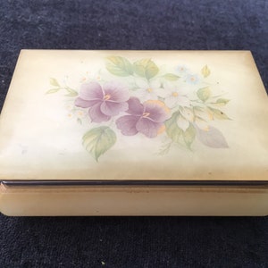 Vintage anni '50 Alabastro donna spogliatoio scatola / scatola di sigarette