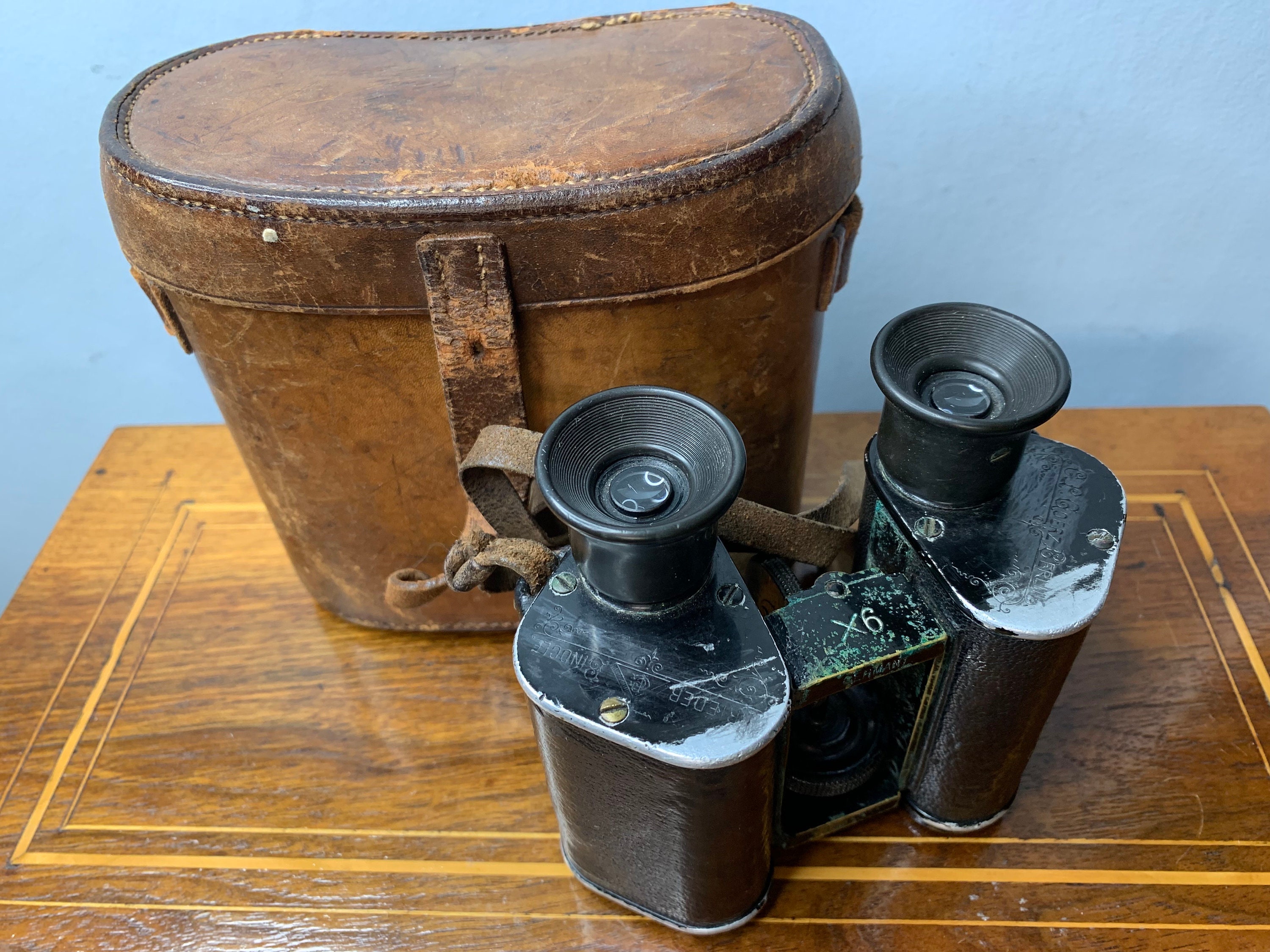 旧日本軍 双眼鏡 当時物 ゲルツ ケース付き GOERZ