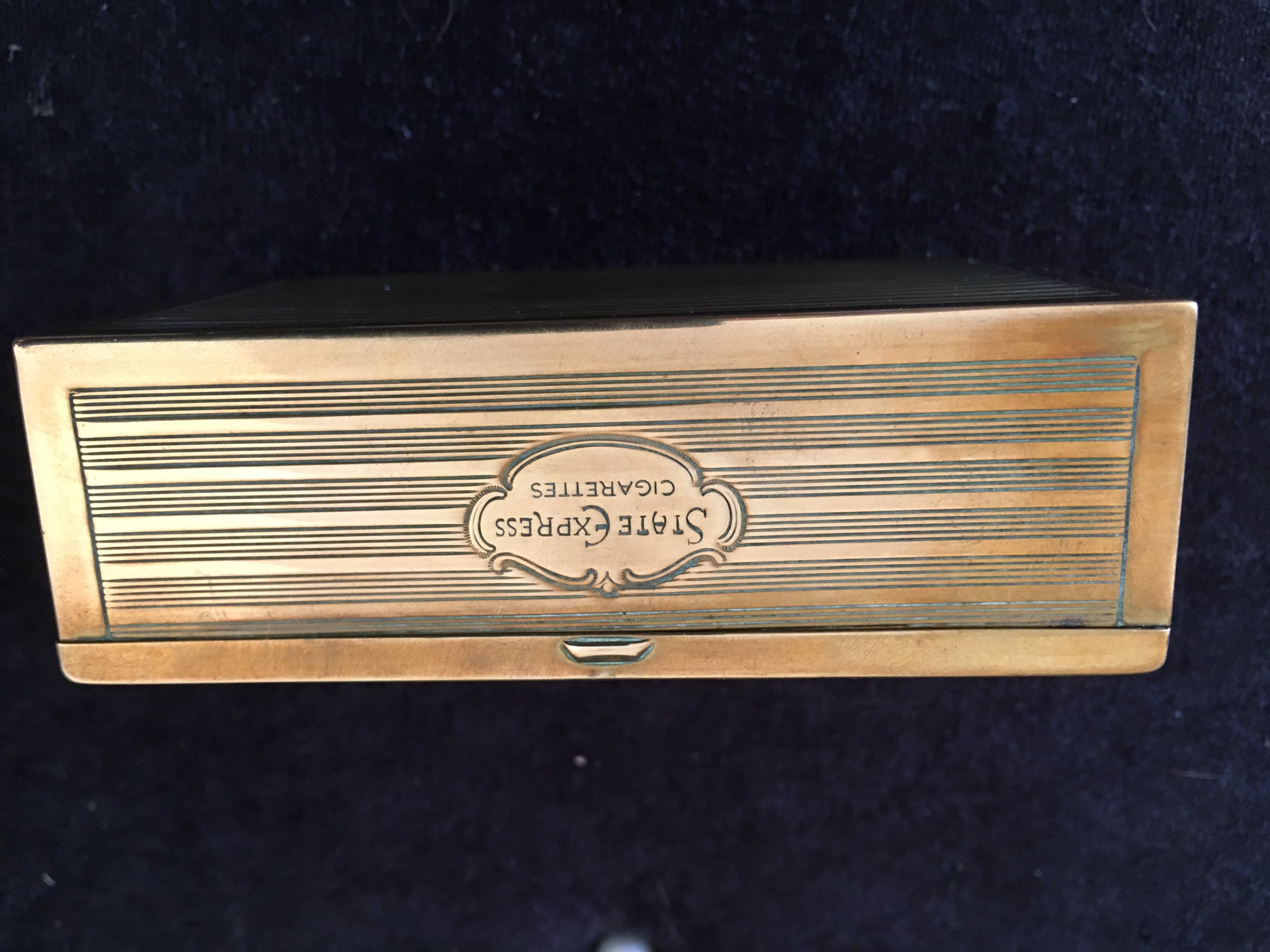 state express brass cigarette box Vintage State Express Brass Cigarette Box