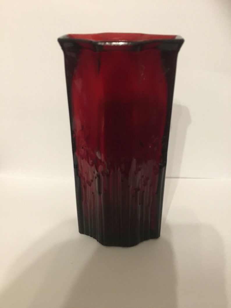 Vintage Avon Cranberry Red Glass Vase Etsy UK