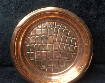 Vintage Joseph Sankey of Bilston Copper plate / Tray  Crocodile / Snake Skin