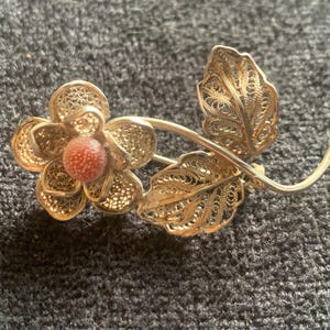 Vintage außergewöhnliche 800 Continental Silver Flower filagree Arbeit Brosche