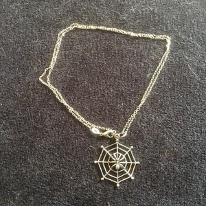 Vintage Sterling Silver Spider and Web Pendant a Sterling Silver chain
