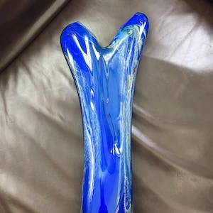 Vintage Large Murano art glass Stretched Vase with Swirled glass decoration