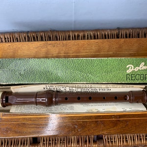 Vintage Dolmetsch Recorder in its original box and Leaflet