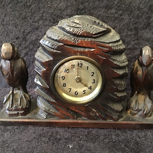 Antique Black Forest Hand carved wind up clock