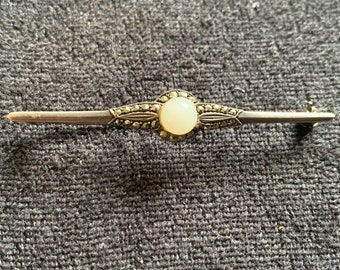 Exquisite viktorianische Sterling Silber Bar Brosche mit Markazit