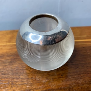 Ancien grand butoir en argent sterling et verre nervuré et allumettes par R Jordan 1905