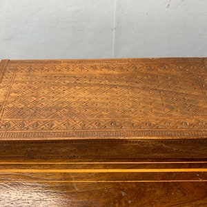 Vintage Carved wooden box with Geometric pattern