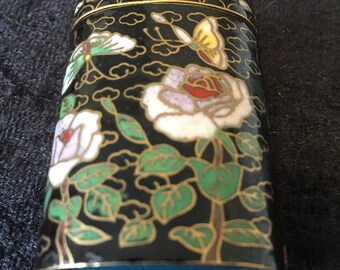 【中国美術】七宝焼 絵付 人物画 古美術 骨董品 アンティーク小物入れ 中国】七宝焼小物入れ古美術品
