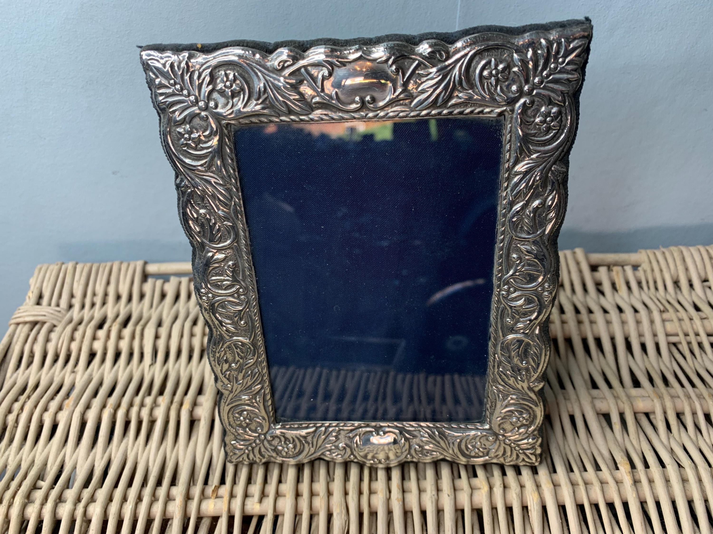 Vintage Sterling Silver Repousse Photo Frame by Carrs of Sheffield