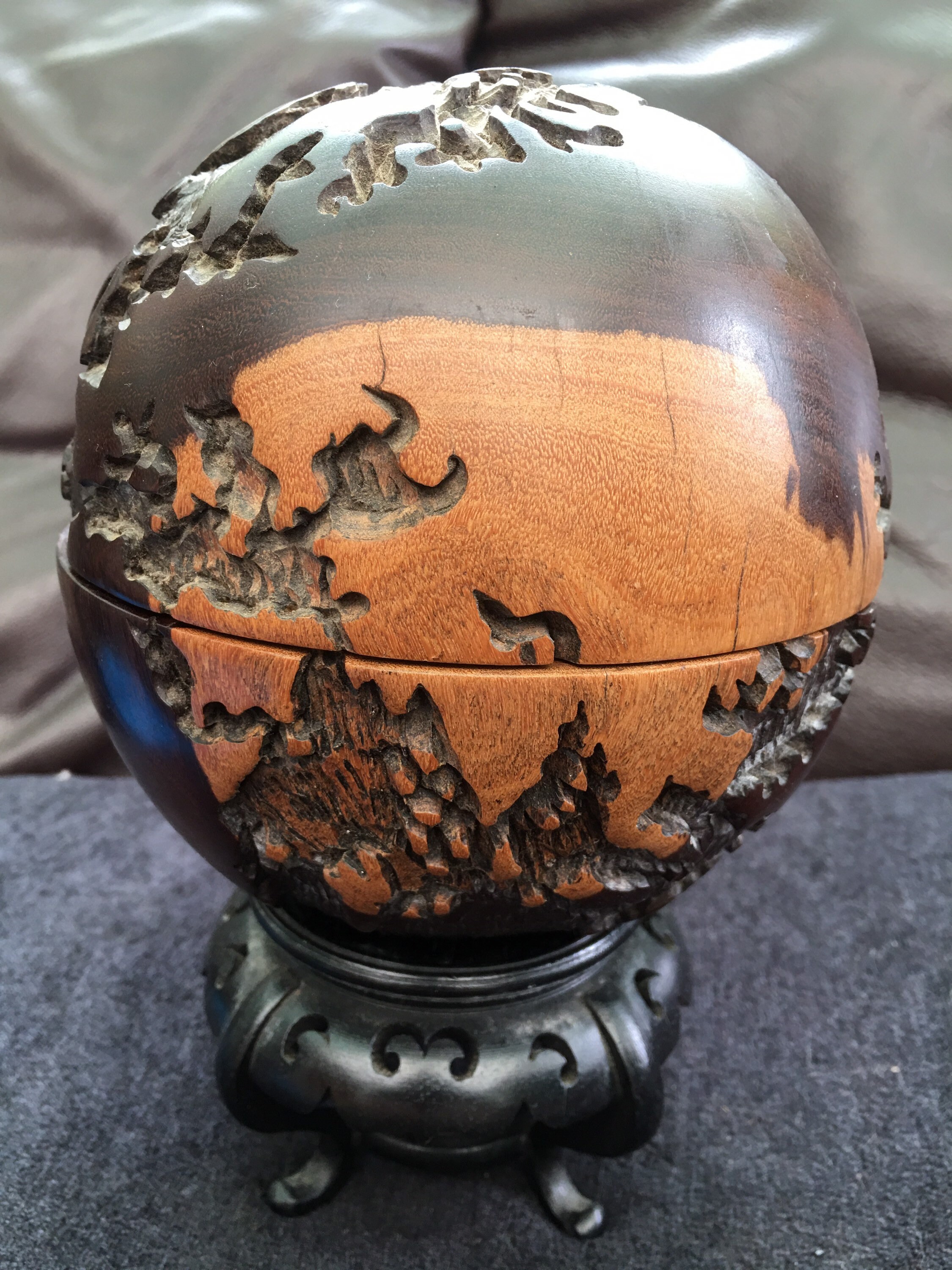 Vintage Hand Turned Burr Globe of the Earth With Ebony Stand - Etsy