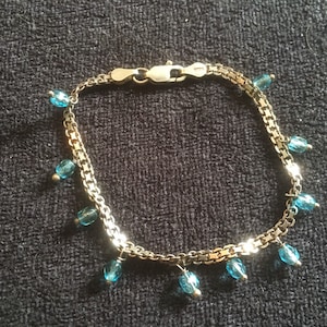 Vintage Sterling silver 925 with blue glass beads Bracelet