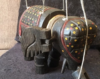 Vintage Hand carved Elephant jointed puppet/toy