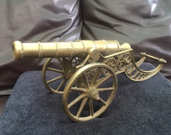 Vintage Large Solid Brass Cannon paperweights / Desk piece / Fire dogs
