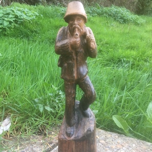Antique large Black Forest Hand carved wooden Figure of St Wolfgang