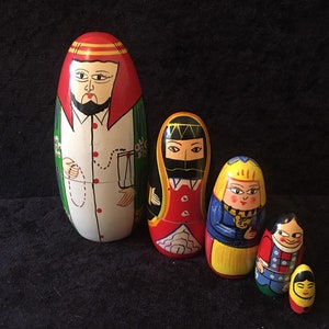 Vintage unusual  5 Set of Middle Eastern themed Russian Dolls