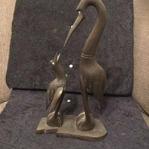 Vintage Hand carved Hardwood Cranes / Herons /Eagrets