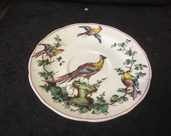 Vintage Spode Chelsea Bird Red line border 7 inch ( 18cm) multi use plate side plate, salad plate, starter plate, soup bowl plate, saucer