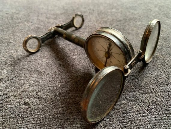 Rare Antique Bavarian Folding Binoculars With Compass and