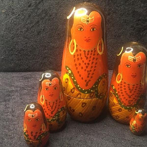 Vintage unusual  5 Set of Indian themed Russian Dolls