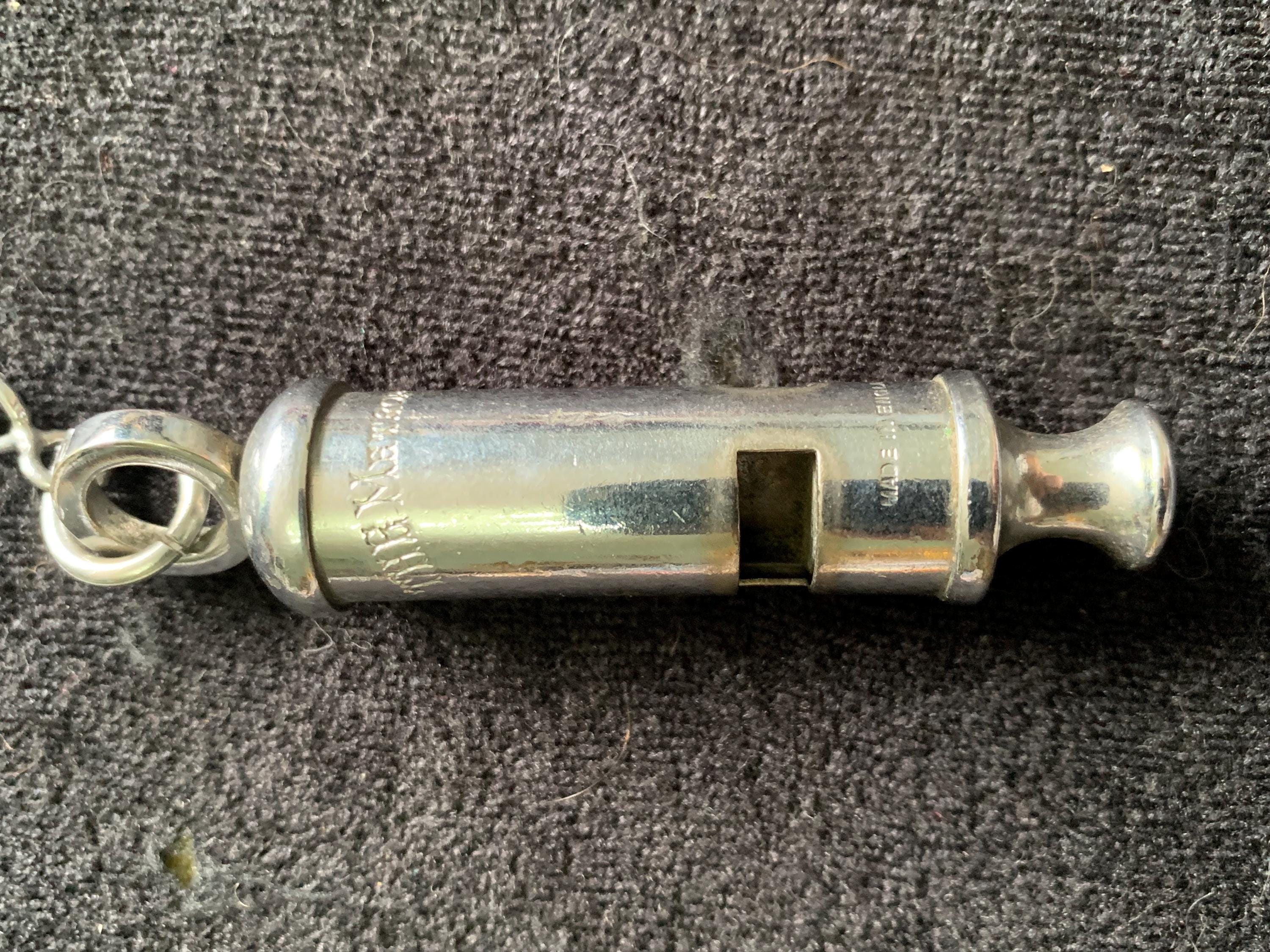 Vintage the Metropolitan Police Whistle Made in England With Chain