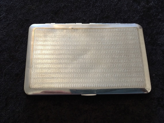 chrome cigarette case Vintage Chrome Plated Cigarette Case Made by City Engine Turned