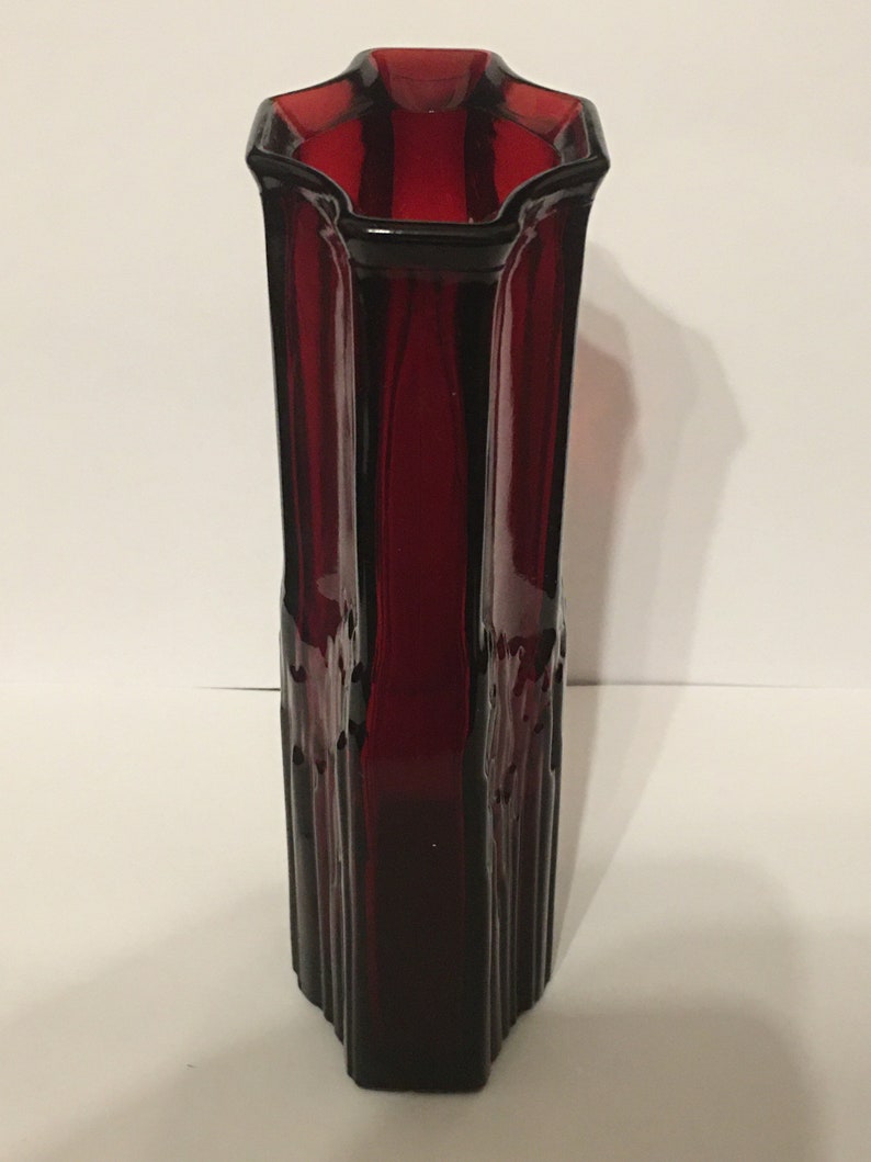 Vintage Avon Cranberry Red glass Vase Etsy