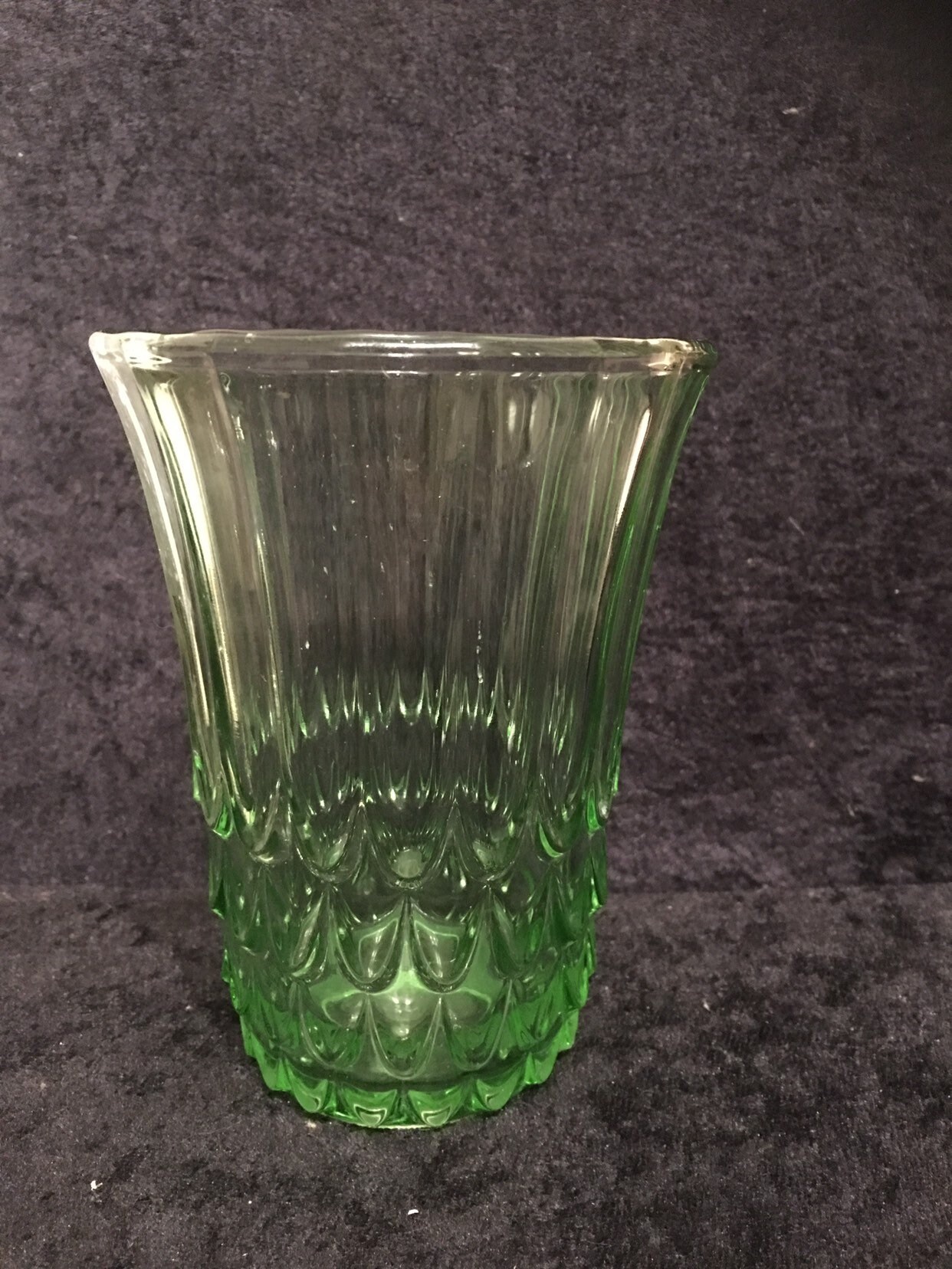 Vintage Green Uranium Glass Fluted Vase Etsy UK