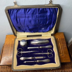 Antico set da manicure in argento sterling Art Déco degli anni &#39;20 della Daniel Manufacturing Co