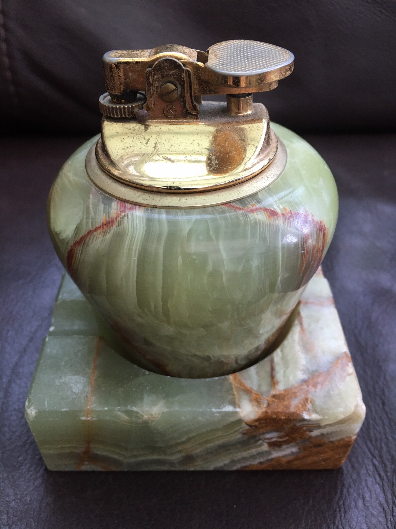 Vintage Onyx table lighter and Ashtray set Etsy