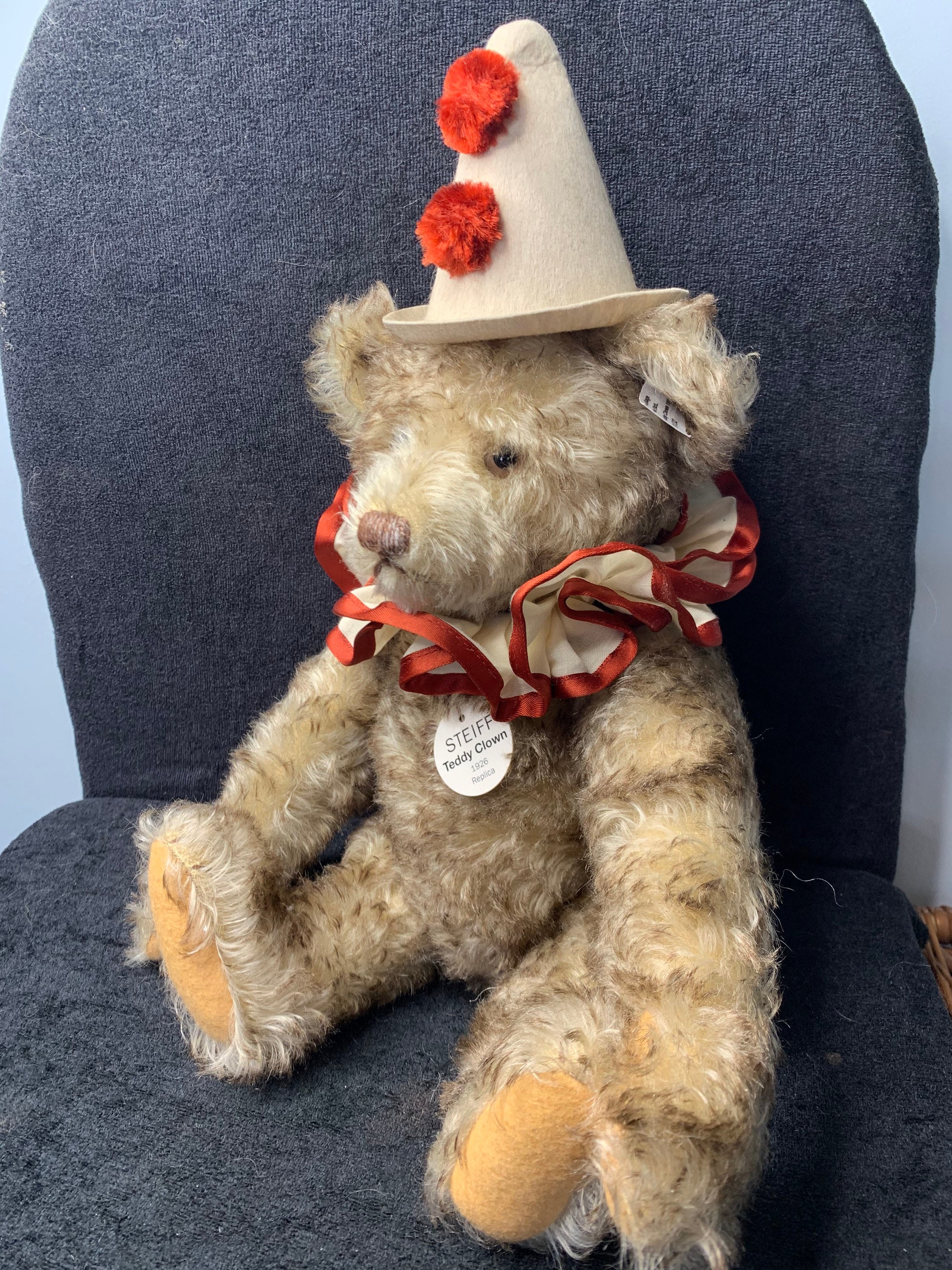 Vintage STEIFF 1926 Limited Edition Clown Mohair Teddy Bear 32cm