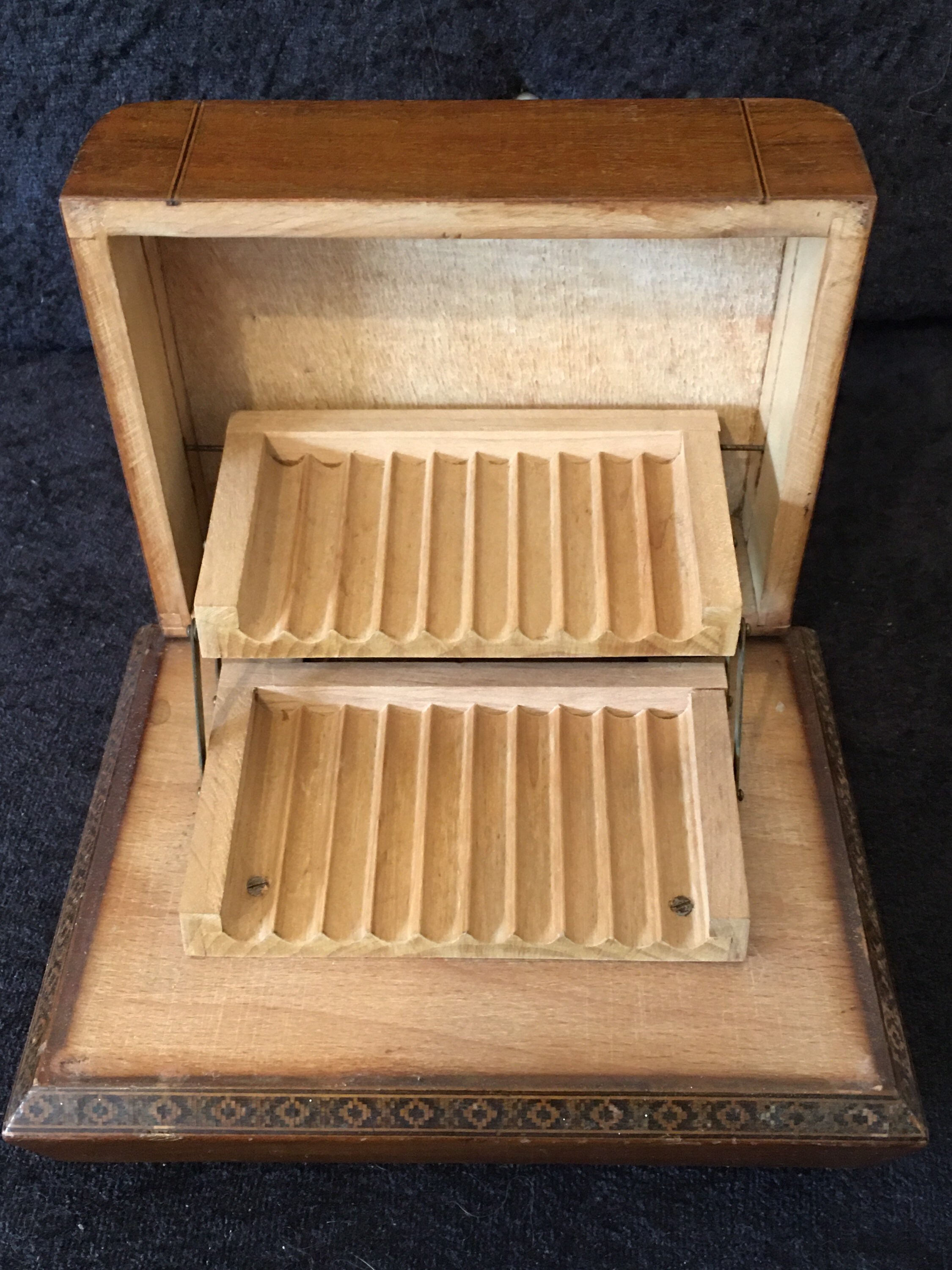 Rare Vintage Inlaid Wood Cigarette Music Box Etsy