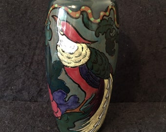 Vintage Decoro Art Nouveau Vase Golden Pheasant