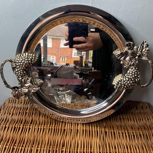 Plated Tray with Grapes and Leave Handles