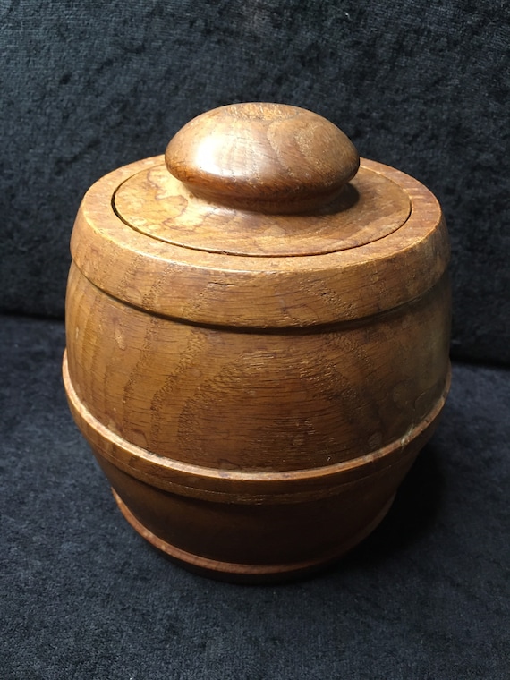 tobacco barrel Vintage Oak Hand Turned Tobacco Storage Barrel