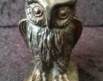 Spelter Wise Owl sitting on a book
