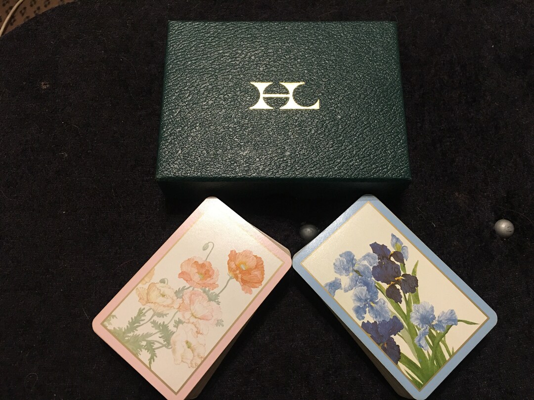 Vintage HL Twin Deck of Playing Cards Flower Design With Original Box ...