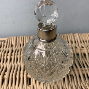 Vintage Preece Willicombe cut glass Sterling silver Sleeve Perfume/ Dressing table bottle 1965
