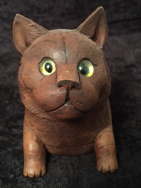 アンティーク　犬の木彫り　インク壺　 ブラックフォレスト アンティーク ブラック フォレスト キャット インク壺、ガラス製インク