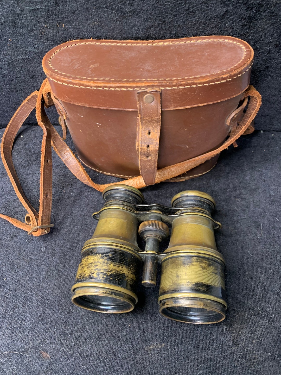Antique French Binoculars With Leather Case Etsy