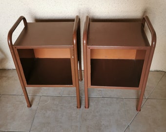 Pair of boarding school bedside tables