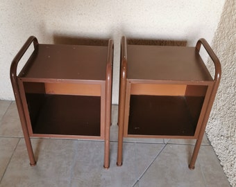 Pair of boarding school bedside tables