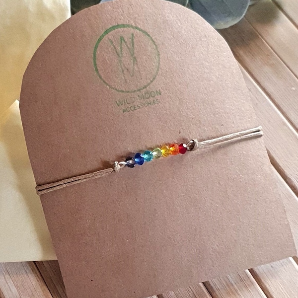 Chakra Bracelet Silver, Yoga Bracelet, Cord bracelet, LBGTQ Bracelet, Handmade, Pride Bracelets, Rainbow Bracelet, Valentines day gift ideas