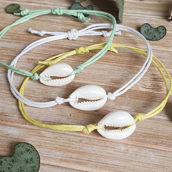 Cowrie Shell Bracelet, Valentines Day Gift, Boho Bracelet, Stacking Bracelets, Yoga Gift, Handmade Gifts, Summer Bracelets, Cord Bracelets