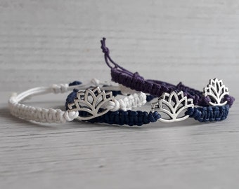 Lotus Blumen Armband, Handgemachte Geschenke, Yoga Geschenke, Boho Armband, Buddhistische Armbänder, Veganes Armband, Valentinstag Geschenke