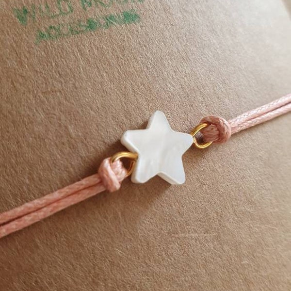 Mother of Pearl Bracelet, Valentines Day Gift, Star Bracelet, Bridesmaid Gift, Yoga Gift, Matching Bracelets, Handmade bracelet, Star Bead